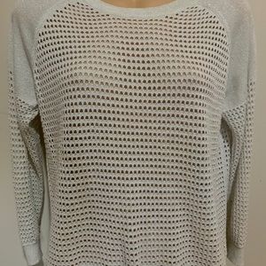 Silver/Off Express white glitter see through top